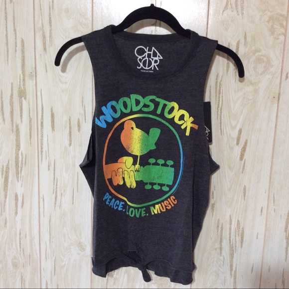 Chaser Tops - Chaser Woodstock Tie Front Tank M